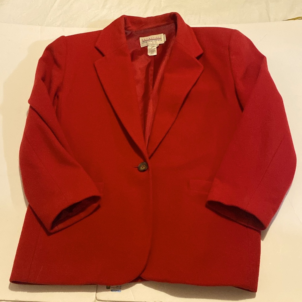 Vintage Collections Internationale wool cashmere blend red blazer EUC